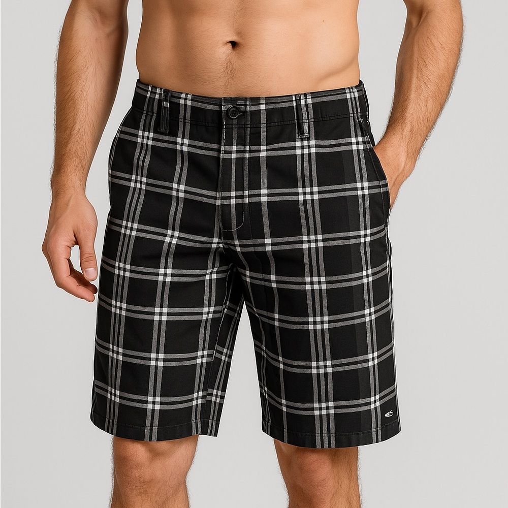O’Neill Chino shorts Black White Plaid Norwood Size 36